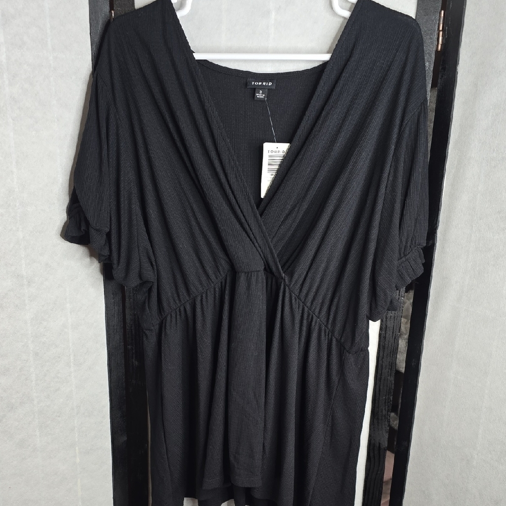 Torrid Black Surplice Blouse